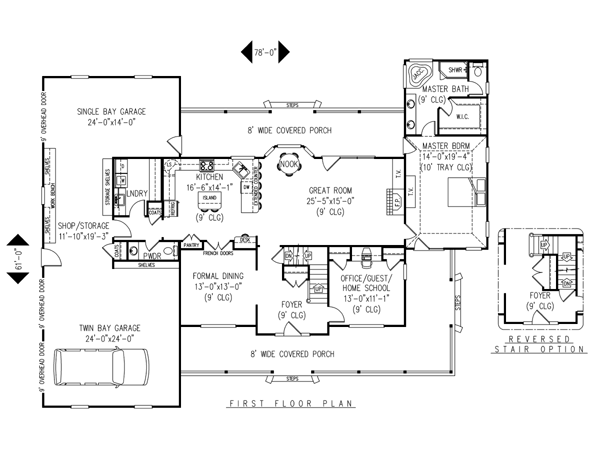 Country Farmhouse Level One of Plan 96841
