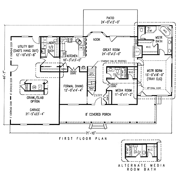 Country Farmhouse Level One of Plan 96870