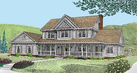 Country Farmhouse Elevation of Plan 96870