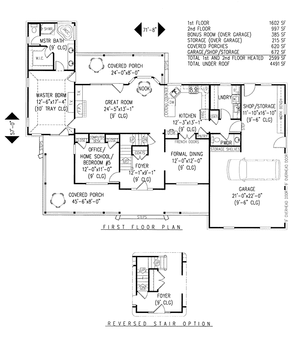 Country Farmhouse Level One of Plan 96872