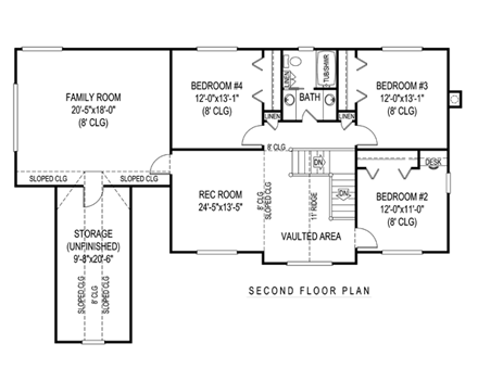 House Plan 96876 Second Level Plan