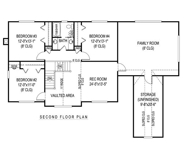 Country Farmhouse Level Two of Plan 96879