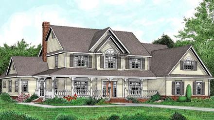 Country Farmhouse Elevation of Plan 96881