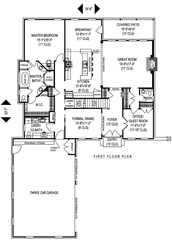 French Country Level One of Plan 96883