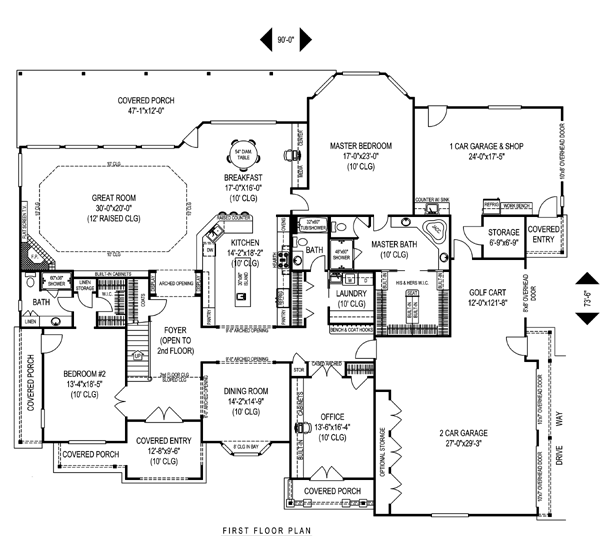 French Country Level One of Plan 96886