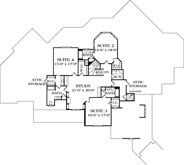 Cottage Craftsman Level Two of Plan 96908