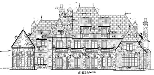 European Rear Elevation of Plan 96914