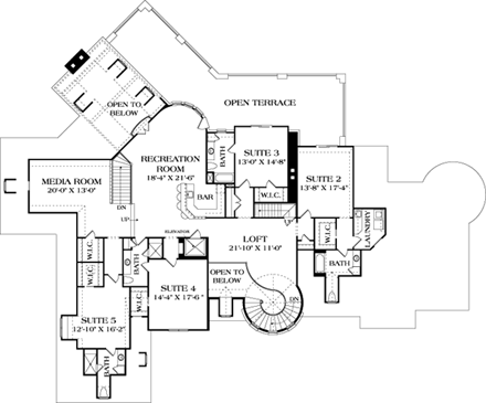 House Plan 96916 Second Level Plan