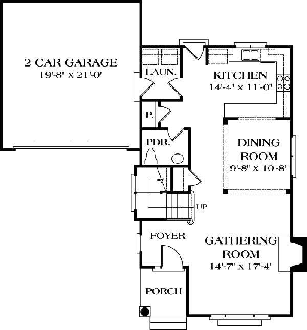 Bungalow Cottage Craftsman Level One of Plan 96937