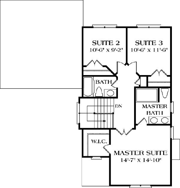 Bungalow Cottage Craftsman Level Two of Plan 96937