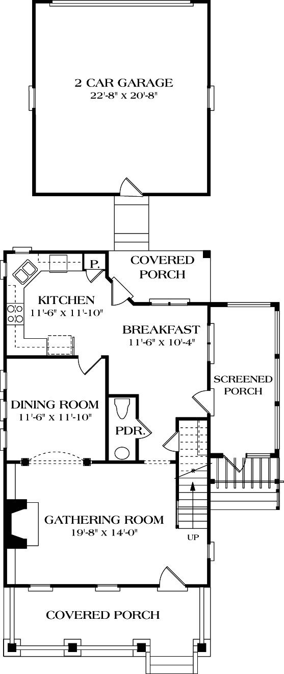Colonial Cottage Traditional Level One of Plan 96956