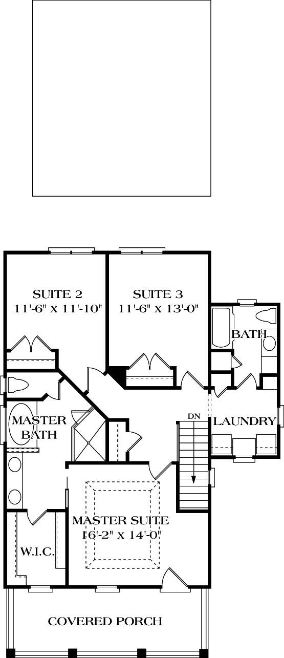 Colonial Cottage Traditional Level Two of Plan 96956