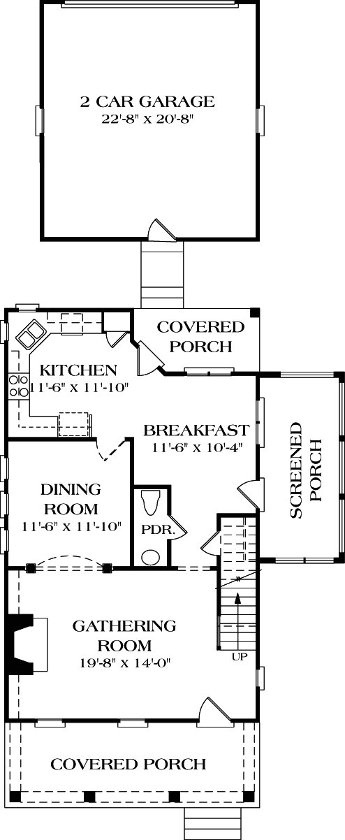 Cottage Craftsman Level One of Plan 96957