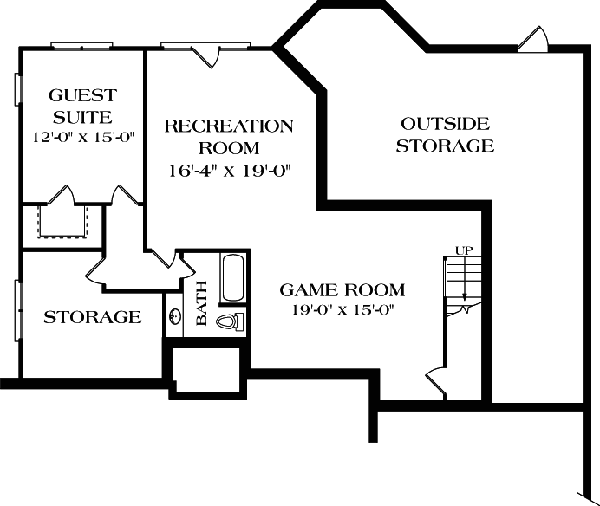 Traditional Lower Level of Plan 96960