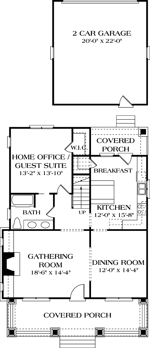 Bungalow Cottage Craftsman Level One of Plan 96961