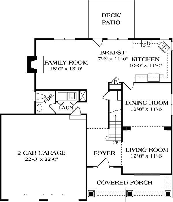 Cottage Craftsman Level One of Plan 96963