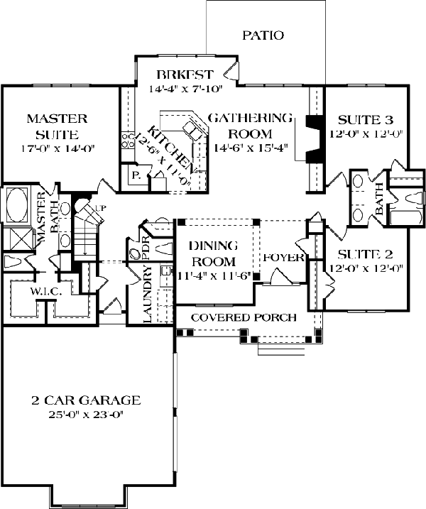 Bungalow Cottage Craftsman Level One of Plan 96965