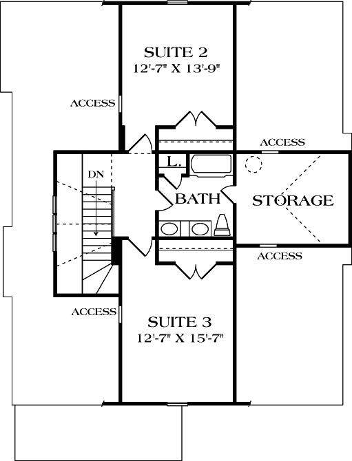 Bungalow Cottage Craftsman Level Two of Plan 96966
