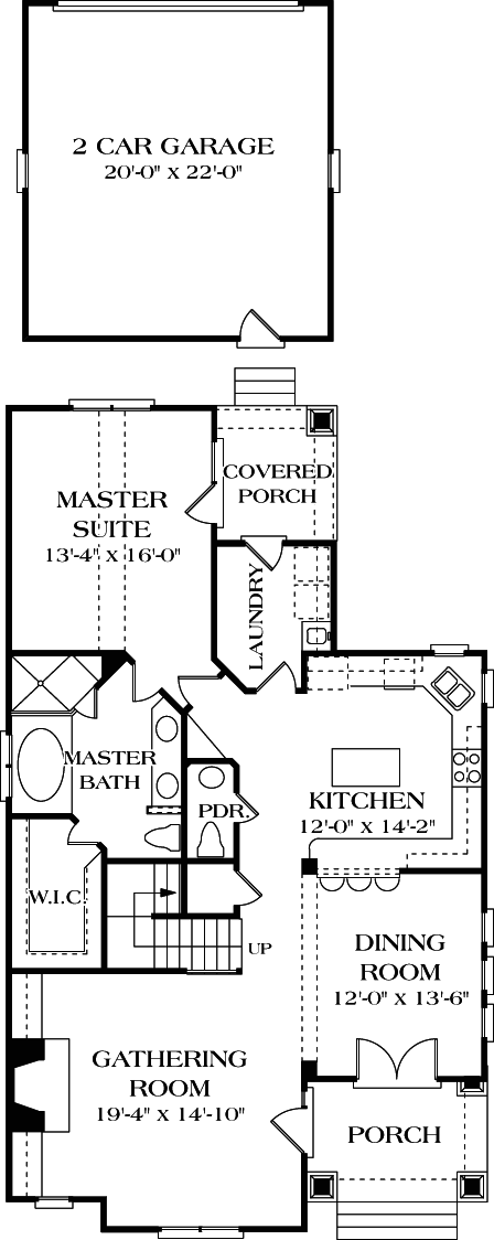 Cottage Craftsman Level One of Plan 96968