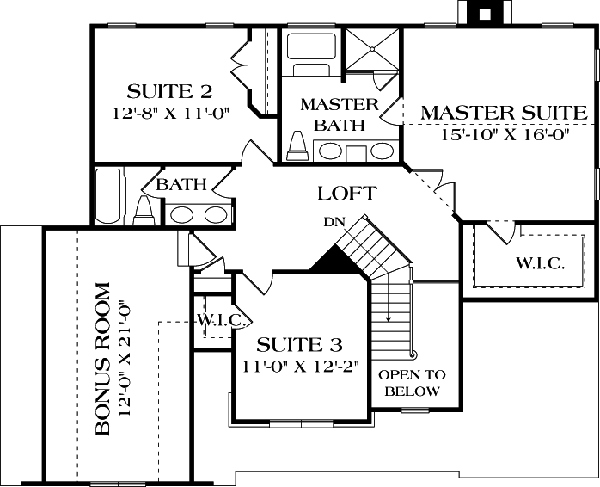 Cottage Craftsman Level Two of Plan 96985