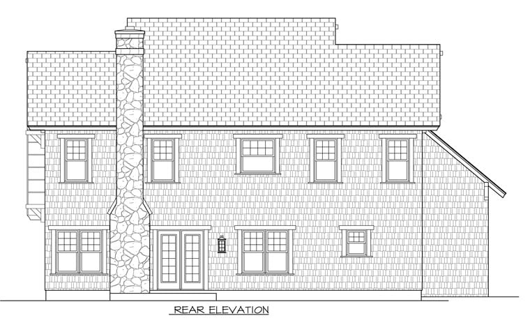 Cottage Craftsman Rear Elevation of Plan 96985