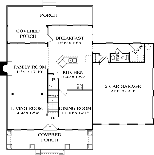Cottage Craftsman Level One of Plan 96986