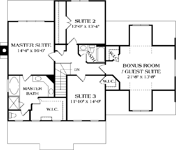 Cottage Craftsman Level Two of Plan 96986