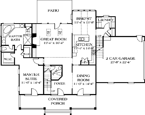 Farmhouse Level One of Plan 96990