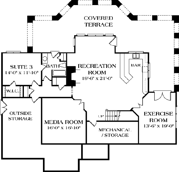 Cottage Craftsman Lower Level of Plan 97012