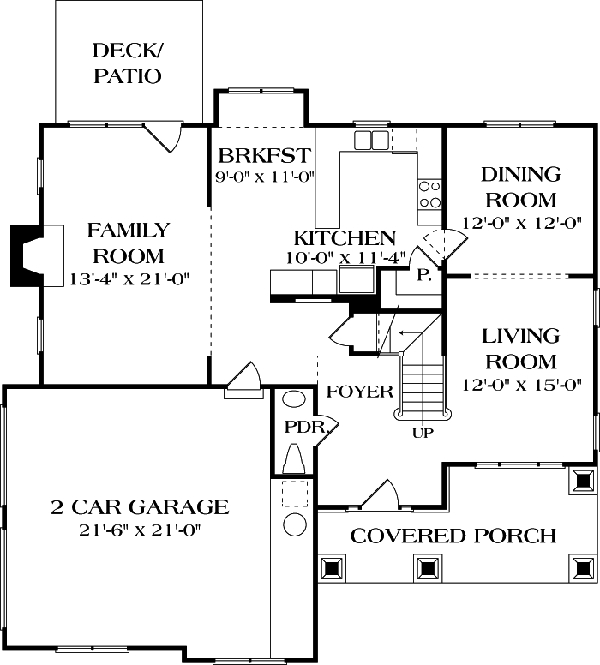 Cottage Craftsman Farmhouse Level One of Plan 97018