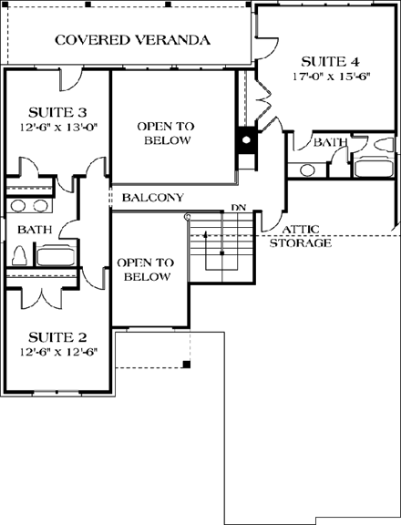 House Plan 97022 Second Level Plan