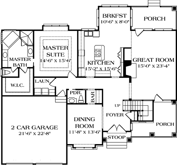 Cottage Craftsman Level One of Plan 97026