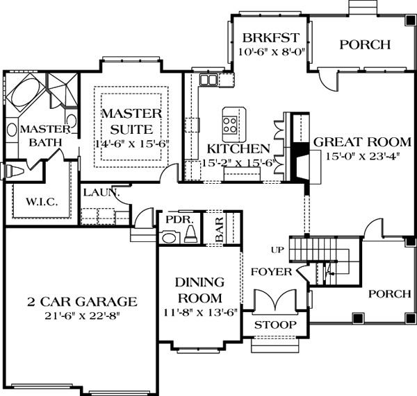 Cottage Craftsman Level One of Plan 97027