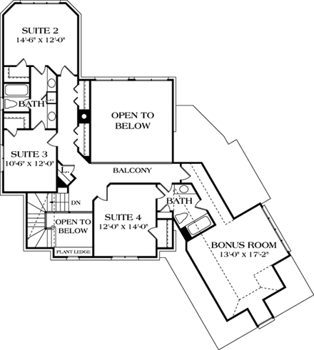 House Plan 97029 Second Level Plan