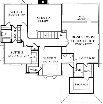 House Plan 97034 Second Level Plan