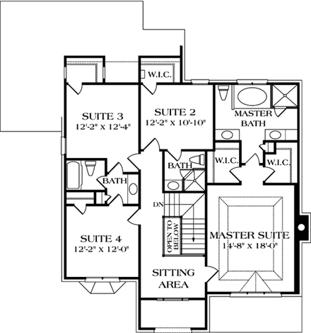 House Plan 97038 Second Level Plan