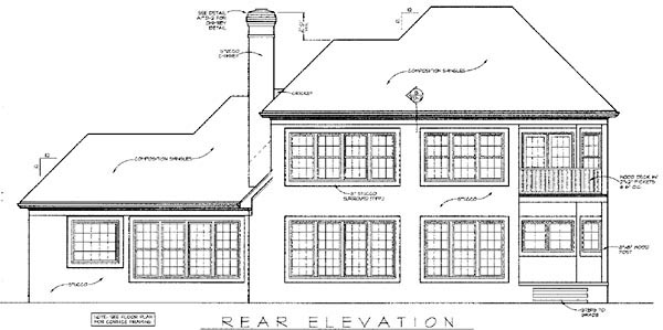 Traditional Rear Elevation of Plan 97039