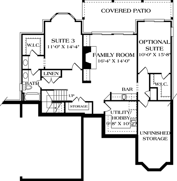 Cottage Craftsman Lower Level of Plan 97053