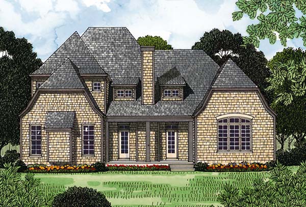 European Plan with 2921 Sq. Ft., 3 Bedrooms, 4 Bathrooms, 2 Car Garage Rear Elevation