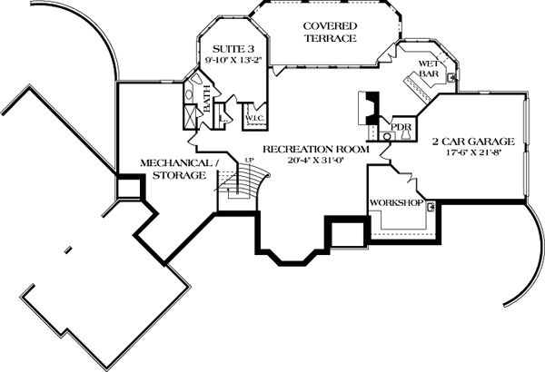 Traditional Lower Level of Plan 97077