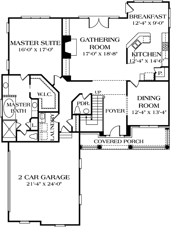 Cottage Craftsman Farmhouse Level One of Plan 97079