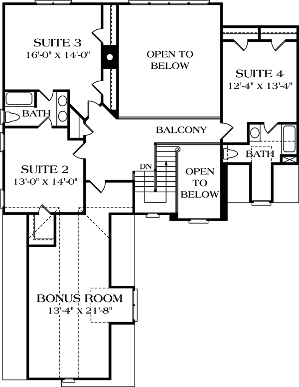 Cottage Craftsman Farmhouse Level Two of Plan 97079