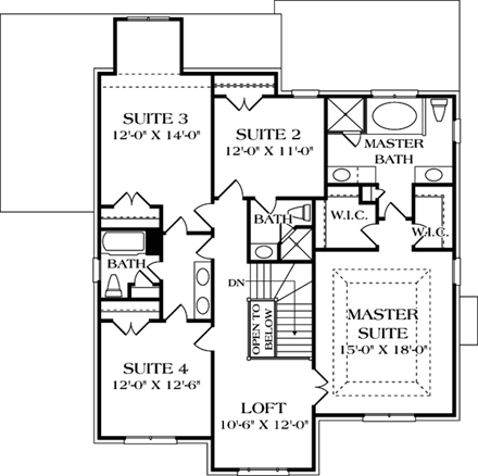 House Plan 97090 Second Level Plan