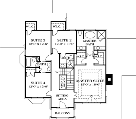 House Plan 97091 Second Level Plan