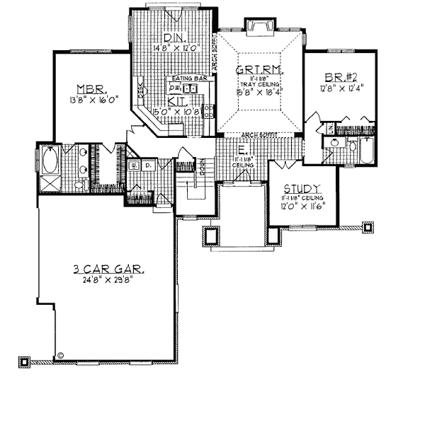 One-Story Southwest Traditional Level One of Plan 97101