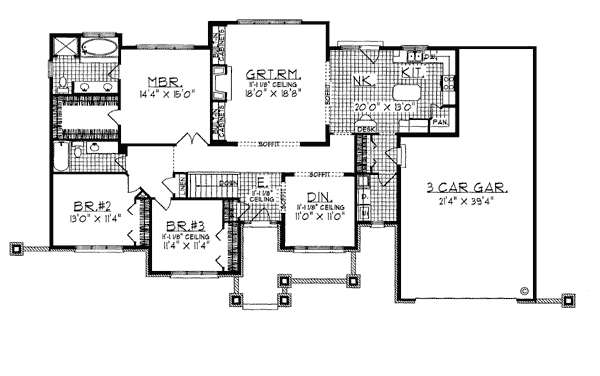 One-Story Traditional Level One of Plan 97103