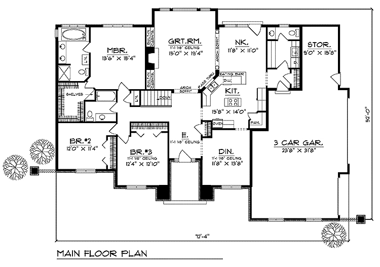 One-Story Traditional Level One of Plan 97105