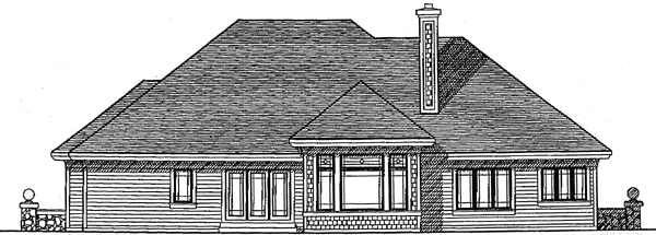 One-Story Traditional Rear Elevation of Plan 97105