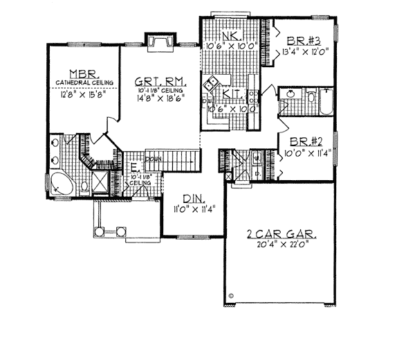 One-Story Ranch Level One of Plan 97115