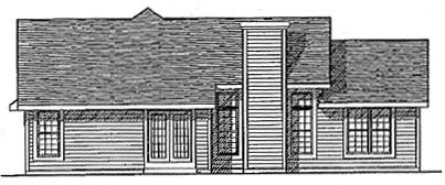 One-Story Ranch Rear Elevation of Plan 97115